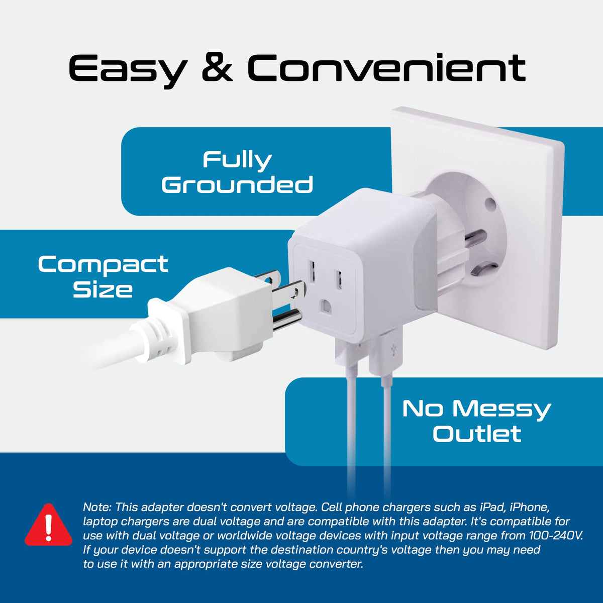 Europe (Schuko) Travel Adapter - Type E/F - USB A + USB C (CTU-9)