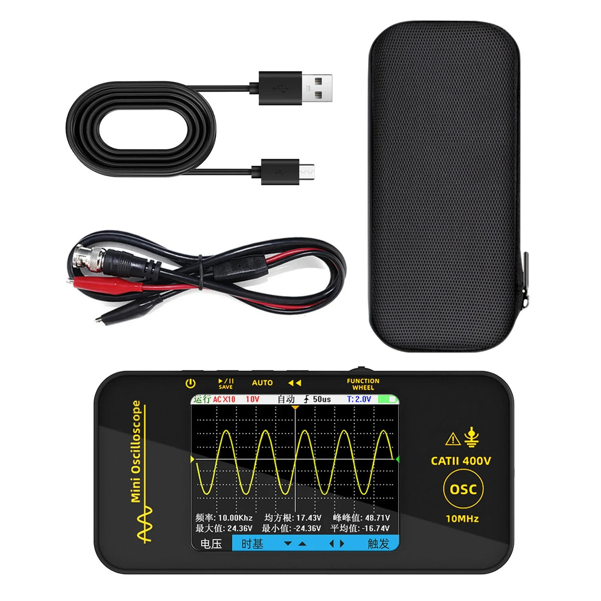 BSIDE OT3 Mini Handheld Oscilloscope 10MHz 48MSa/s with Probe