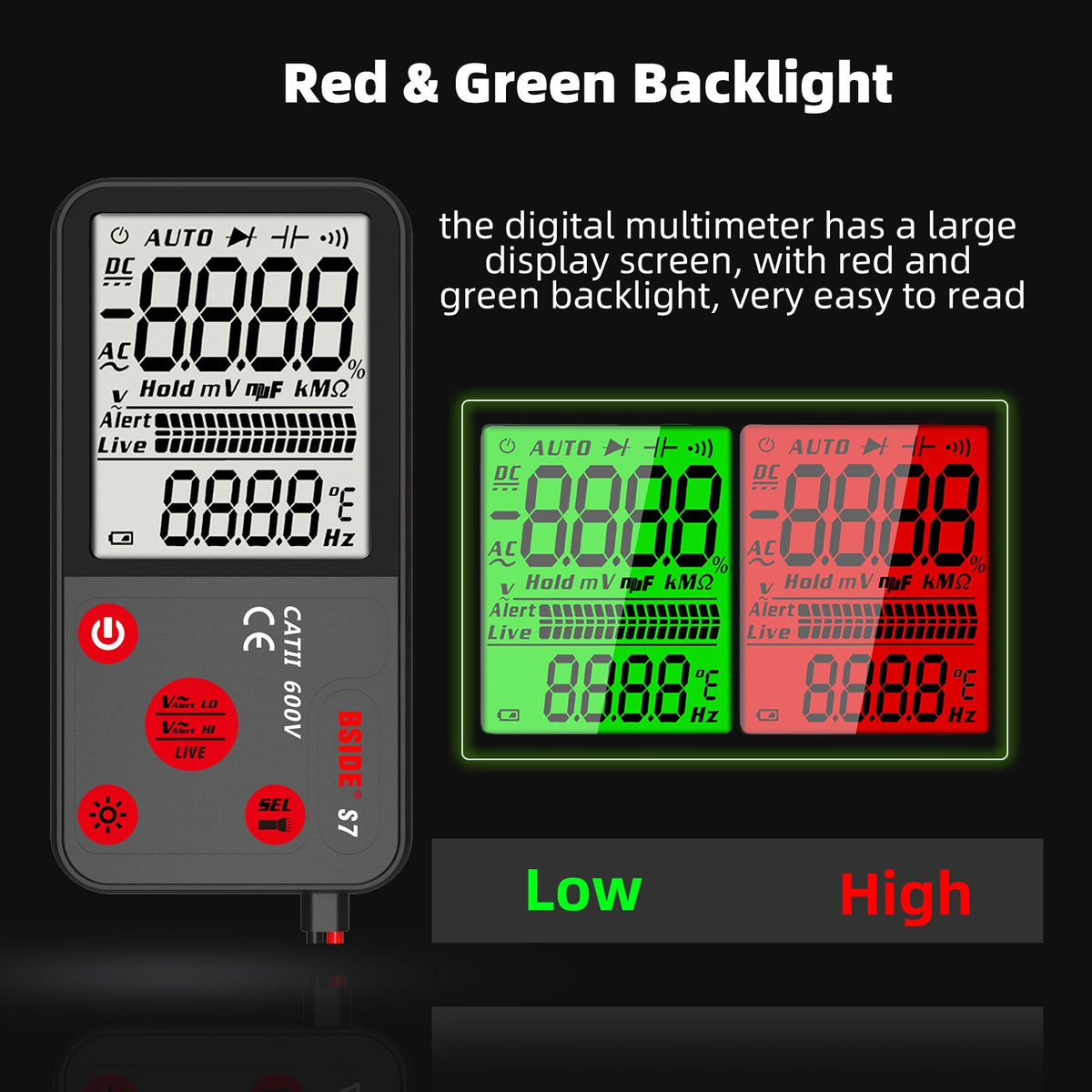 BSIDE S7 Smart USB Digital Multimeter True RMS Auto Range Voltage Current Tester