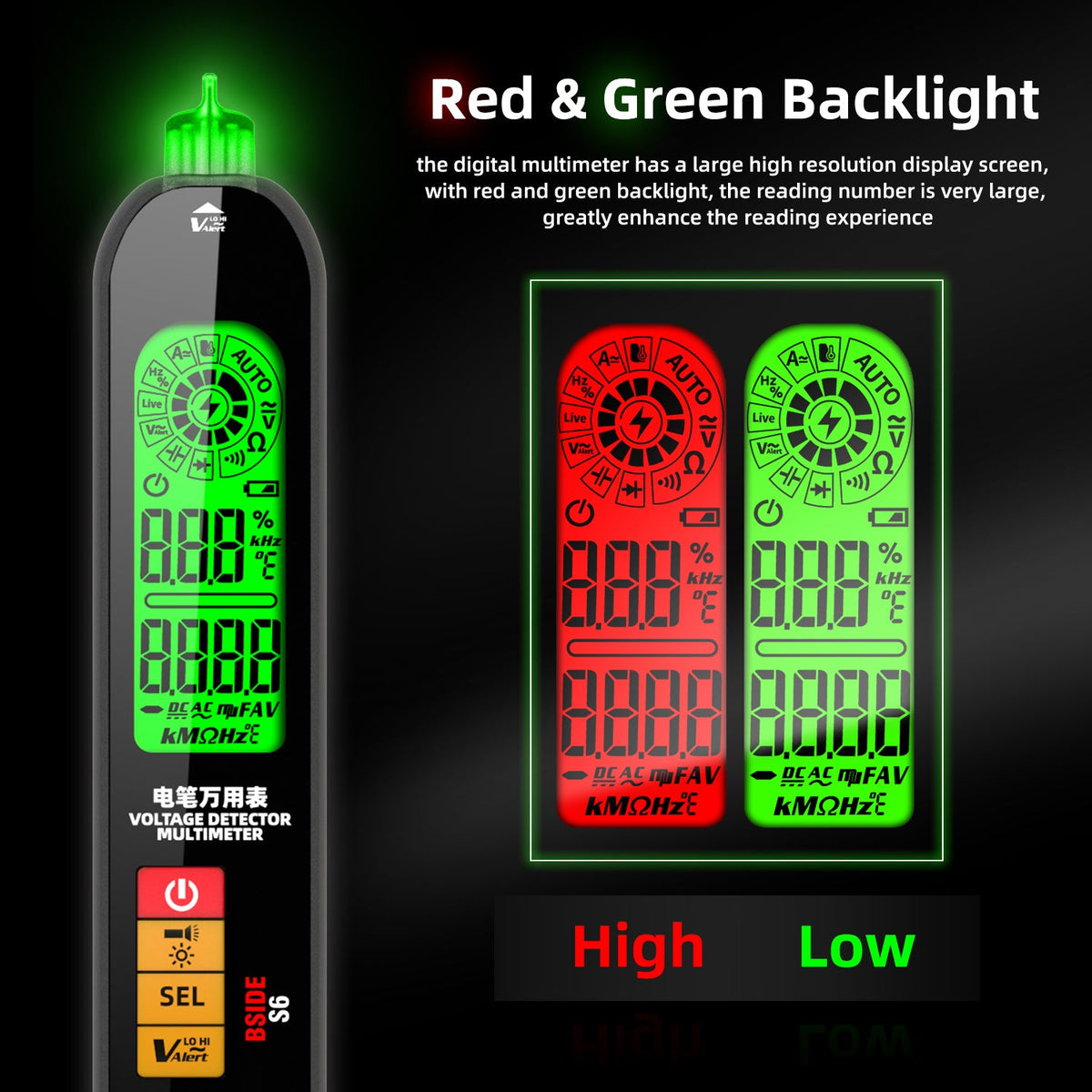 BSIDE S6 Smart Pen-Type Digital Multimeter Auto Range Tester