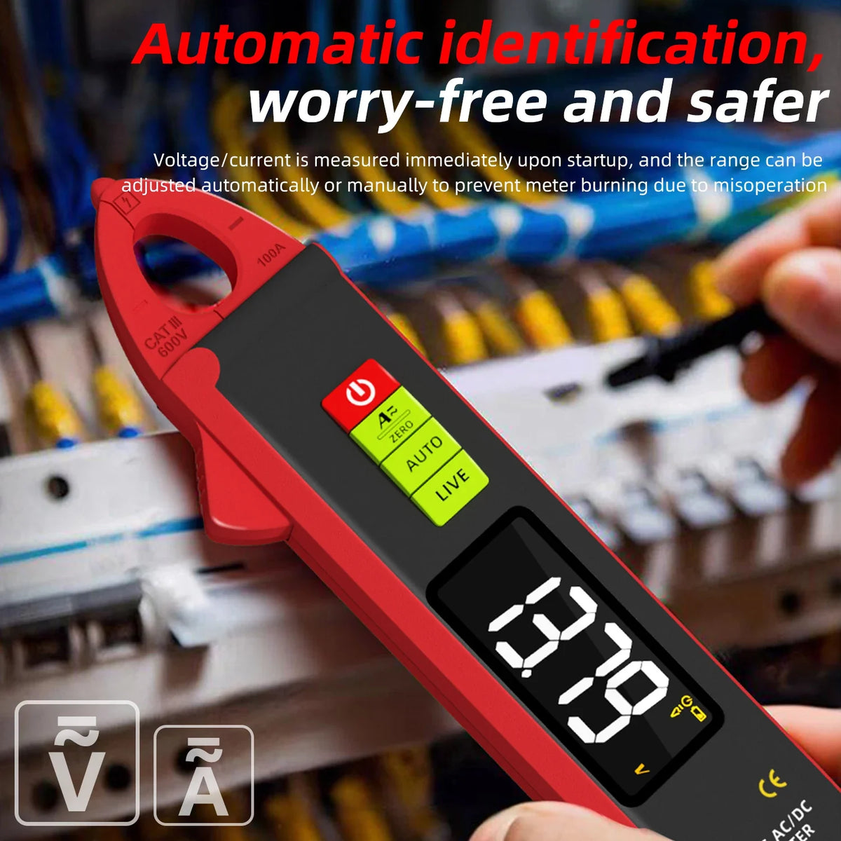 BSIDE UX1 Digital Clamp Meter (100A, Auto-Ranging, NCV)