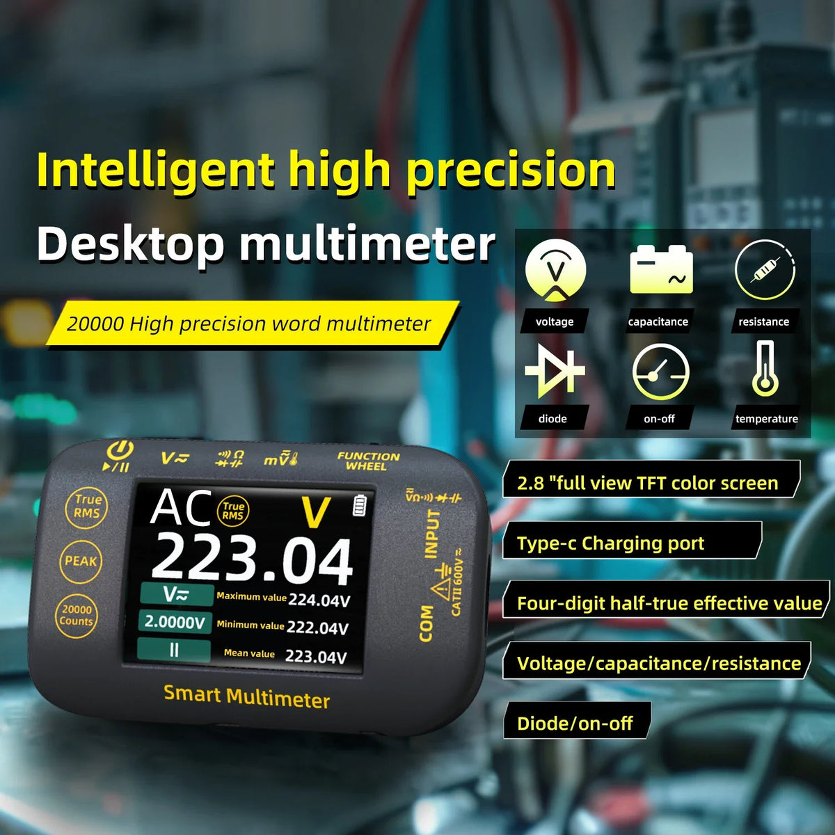 BSIDE S40 High Precision Digital Multimeter 2.8" TFT Screen 1000V DC 750V AC Test