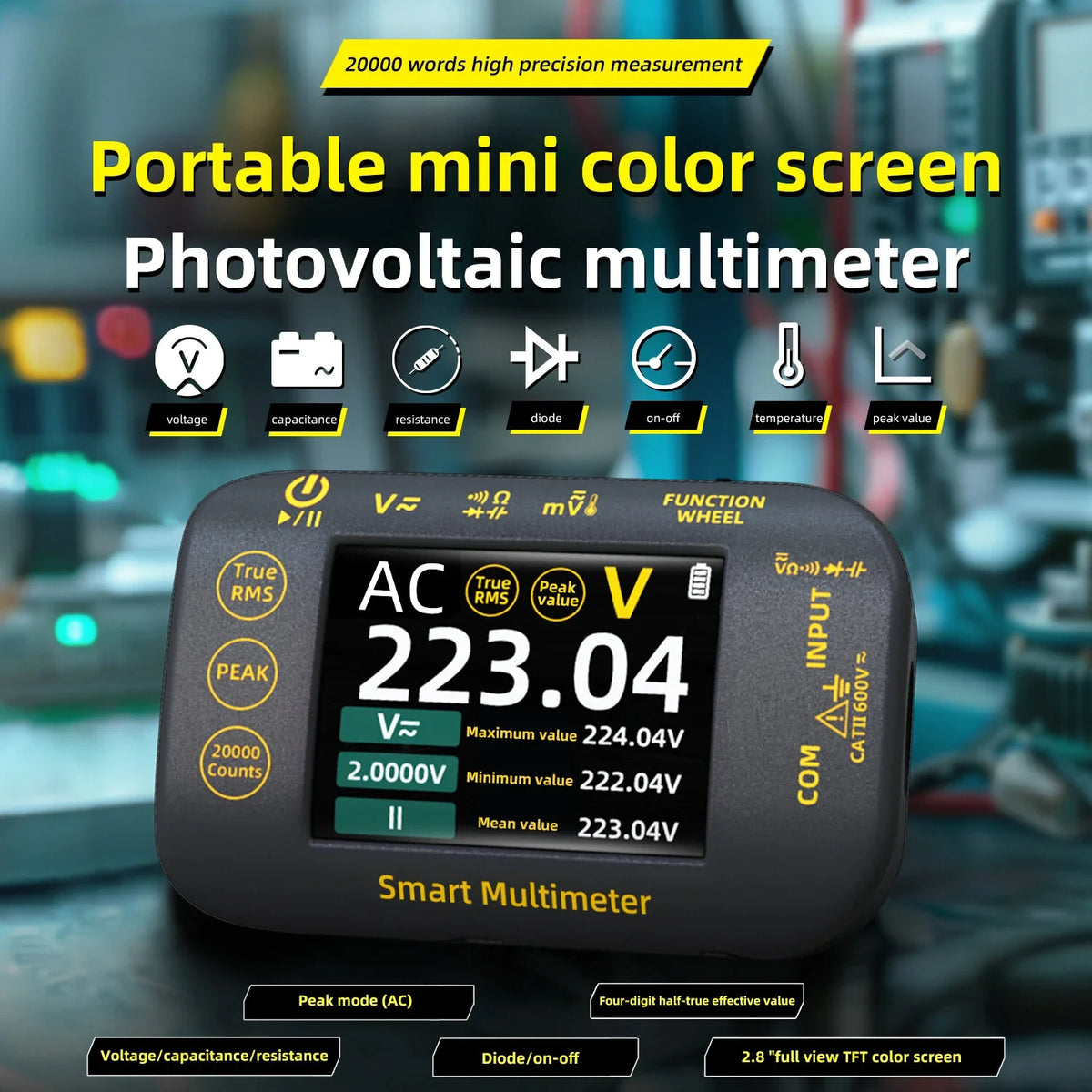 BSIDE S40 High Precision Digital Multimeter 2.8" TFT Screen 1000V DC 750V AC Test