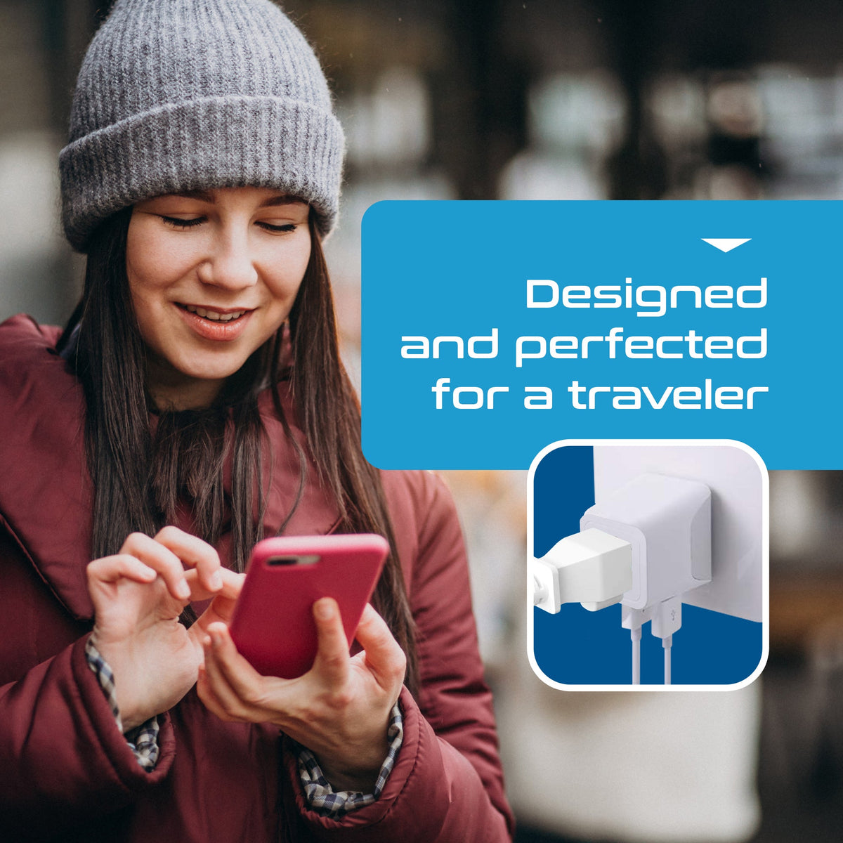 Europe (Schuko) Travel Adapter - Type E/F - USB A + USB C (CTU-9)
