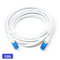 QualGear Cat 7 round Ethernet patch cable coiled, white, 15 ft length option