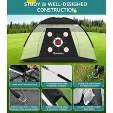SwingRex 10x7 FT Golf Practice Net with Mat & Target | Backyard Driving & Chipping Trainer (4 Pockets)