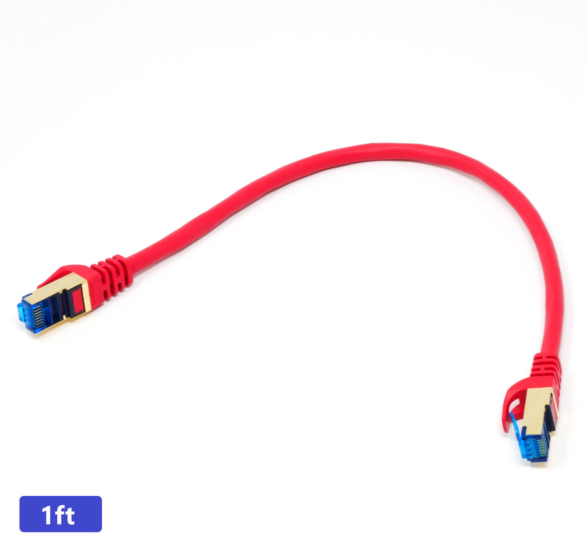 QualGear Cat 7 round Ethernet patch cable coiled, red, 1 ft length option