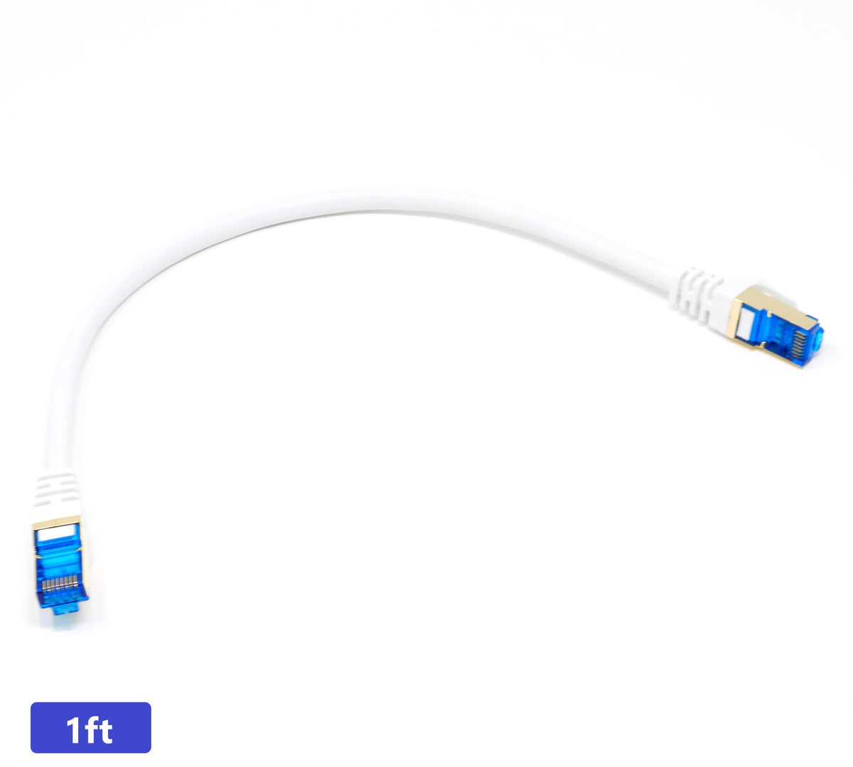 QualGear Cat 7 round Ethernet patch cable coiled, white, 1 ft length option