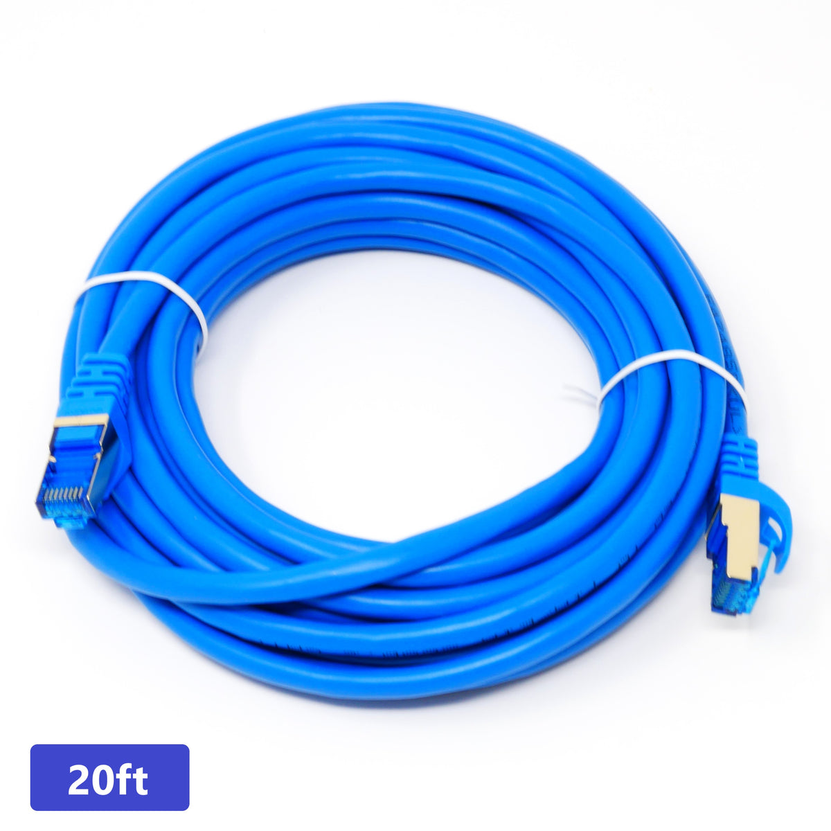 QualGear Cat 7 round Ethernet patch cable coiled, blue, 20 ft length option