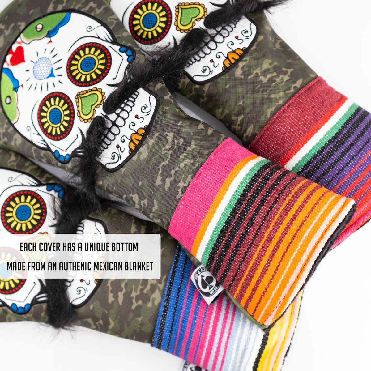Mustache Sugar Skull - Fairway Cover Green Camo