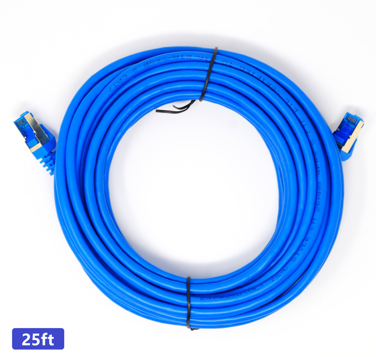 QualGear Cat 7 round Ethernet patch cable coiled, blue, 25 ft length option