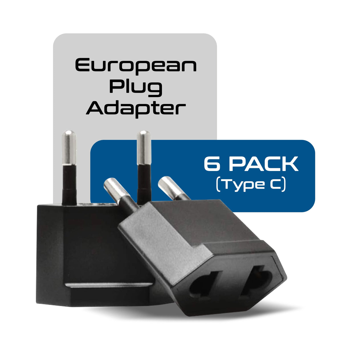 USA / N. America to Europe Asia Plug Adapter - Non-Grounded (UP-6AE, 6 Pack)