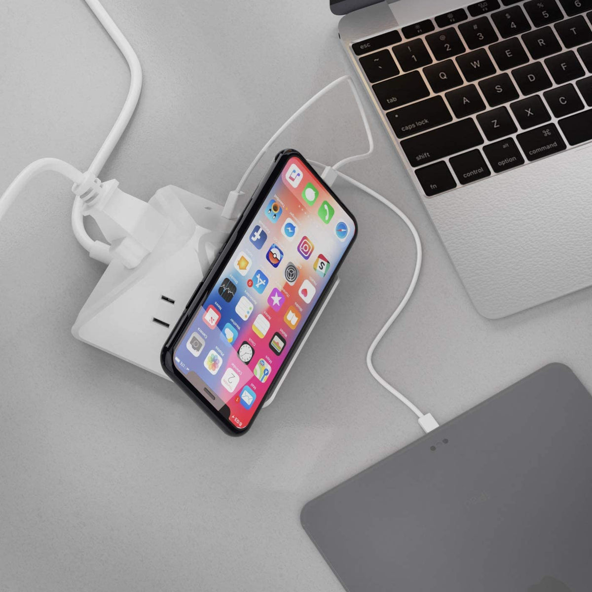 21W 6 in 1 USB Power Strip - Grounded Dual USB + USB-C - 2 USA Input - (PS-3B3U-21W)