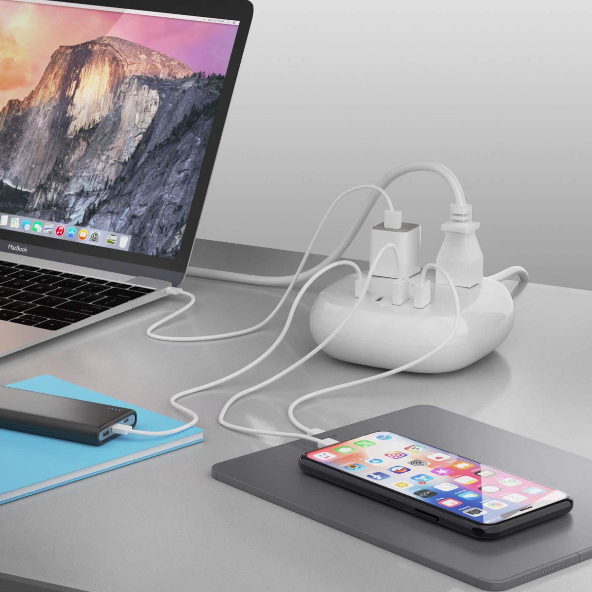 21W USB Power Strip by Ceptics - Surge Protection - Grounded Dual USB + USB-C - Input (PS-2B4U-21W)