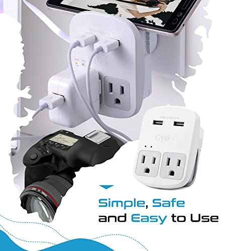 World-Way 6 Travel Adapter Kit | 2 USB, 1 USB-C Cable + 2 US Outlets - Grounded (WPS-2B)