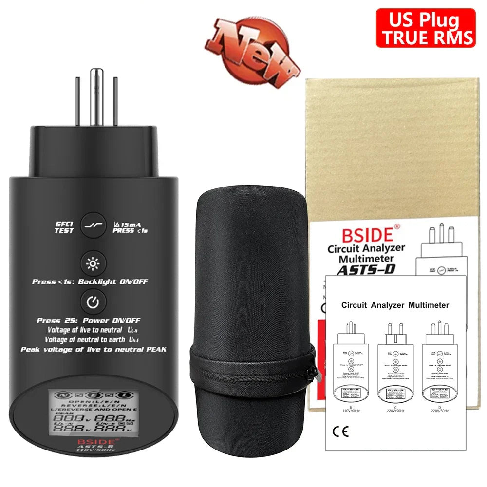 BSIDE ASTS Socket Tester with RCD/GFCI & Wiring Check