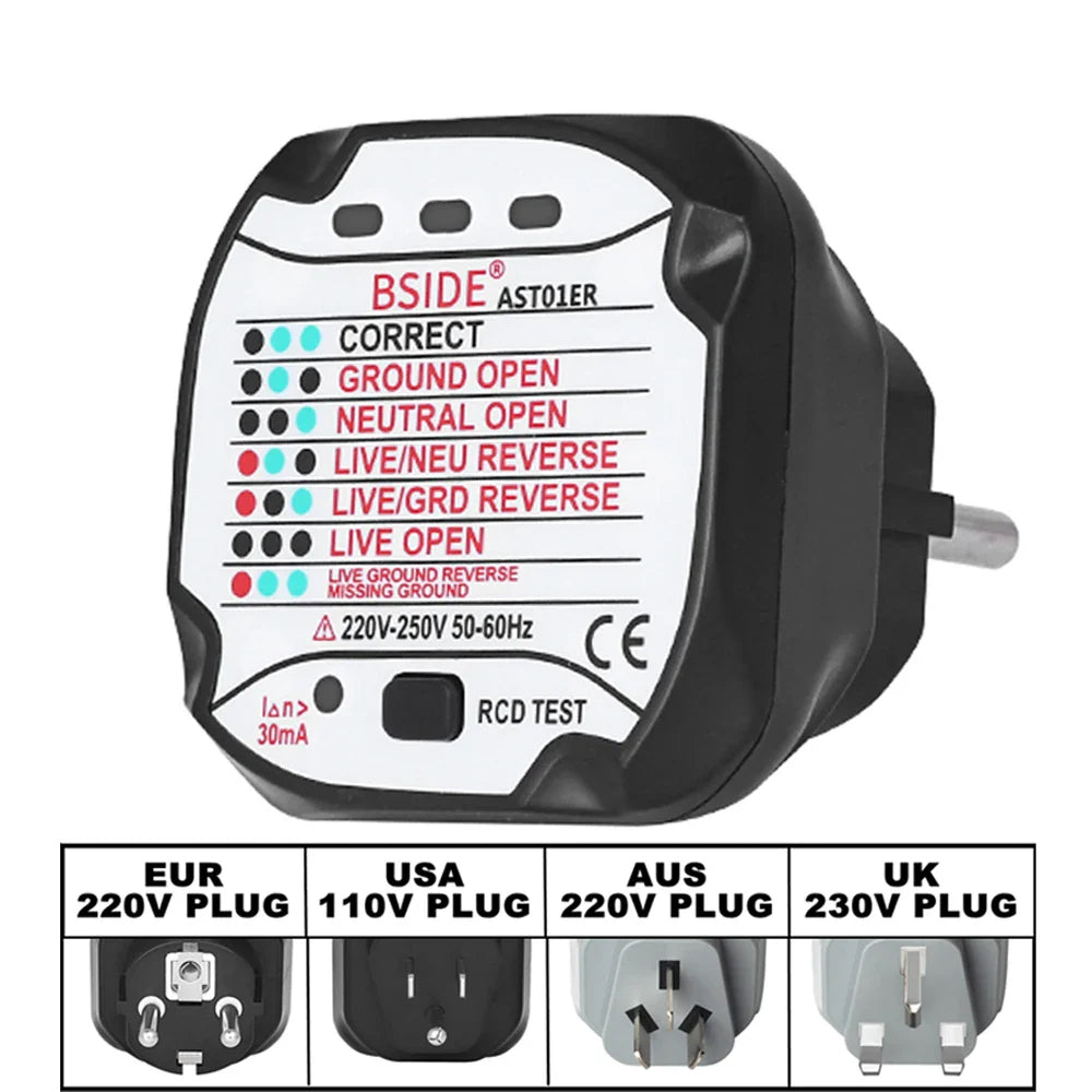 BSIDE AST01 Socket Tester with RCD/GFCI & Polarity Check