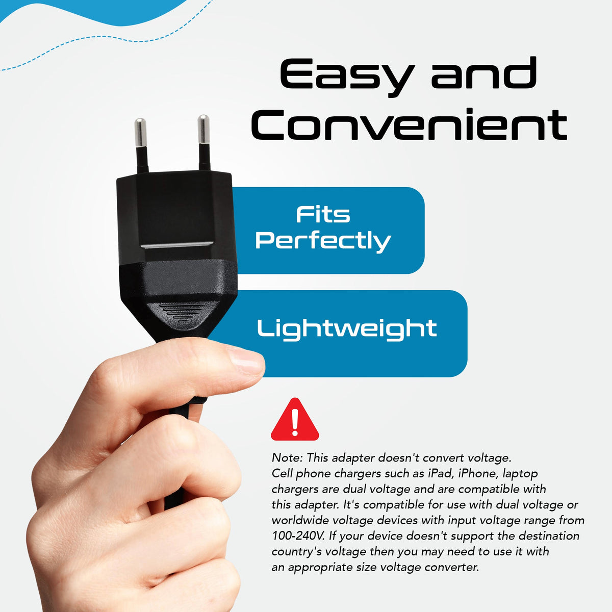 USA / N. America to Europe Asia Plug Adapter - Non-Grounded (UP-6AE, 6 Pack)