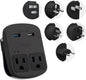 World-Way 6 Travel Adapter Kit | 2 USB, 1 USB-C Cable + 2 US Outlets - Grounded (WPS-2B)