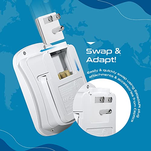 World-Way 6 Travel Adapter Kit | 2 USB, 1 USB-C Cable + 2 US Outlets - Grounded (WPS-2B)