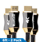 QualGear Premium Certified HDMI 2.0b cable connectors with gold-plated plugs and braided jacket, 6 ft, 2-pack