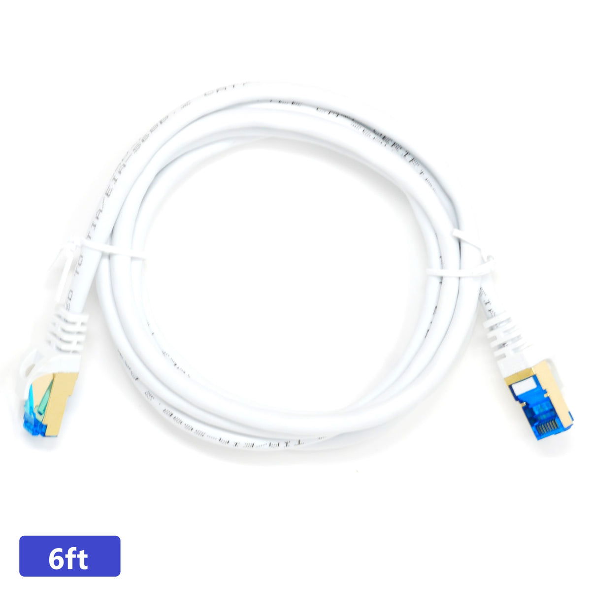 QualGear Cat 7 round Ethernet patch cable coiled, white, 6 ft length option