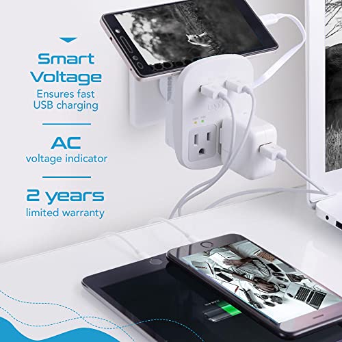 World-Way 6 Travel Adapter Kit | 2 USB, 1 USB-C Cable + 2 US Outlets - Grounded (WPS-2B)