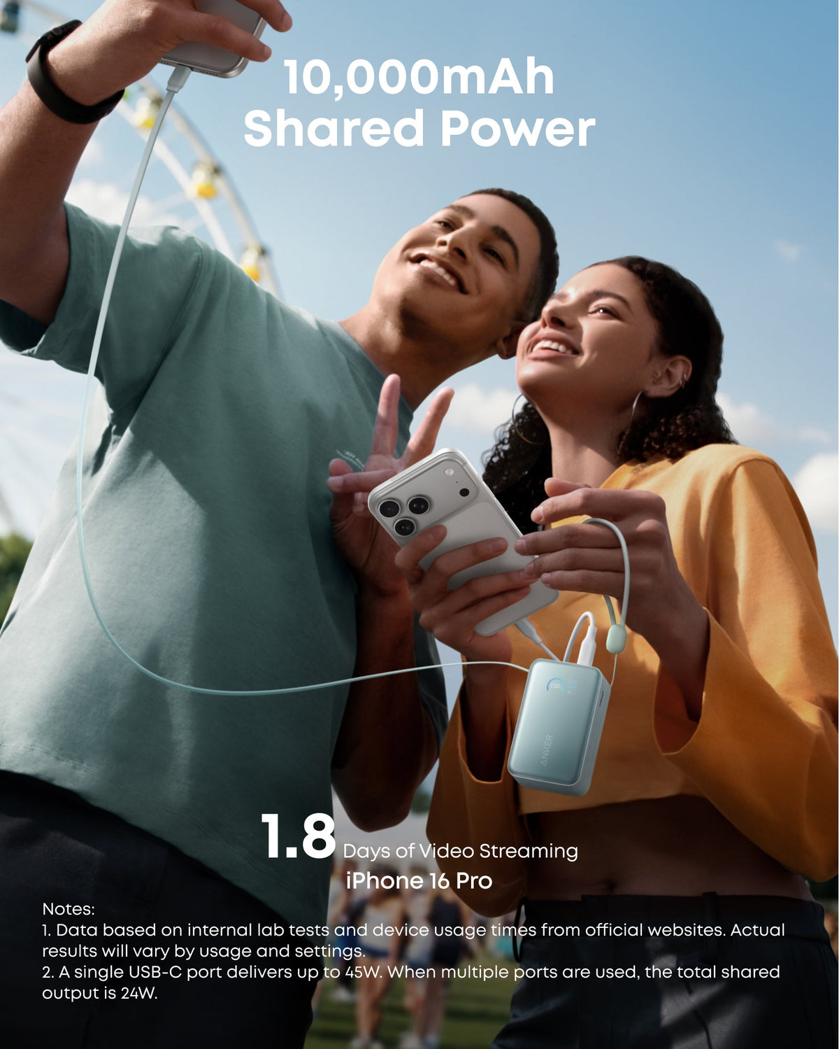 Anker Nano Power Bank (10K, 45W, Built-In Retractable USB-C Cable)