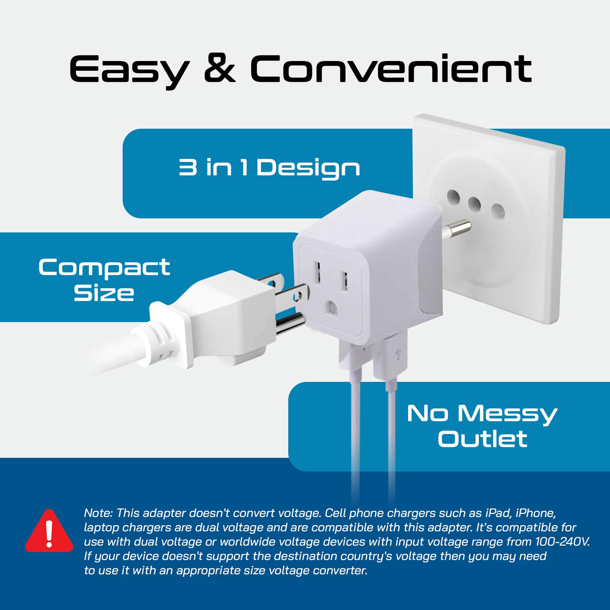 Italy Travel Adapter - Type L - USB-A + USB-C (CTU-12A)