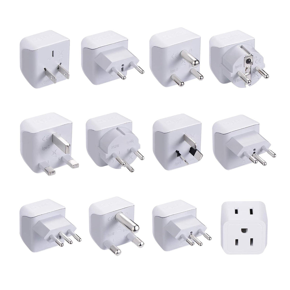 International Travel Adapter Plug Set - 11 pcs 2 in 1 Compact (CT-11PK)