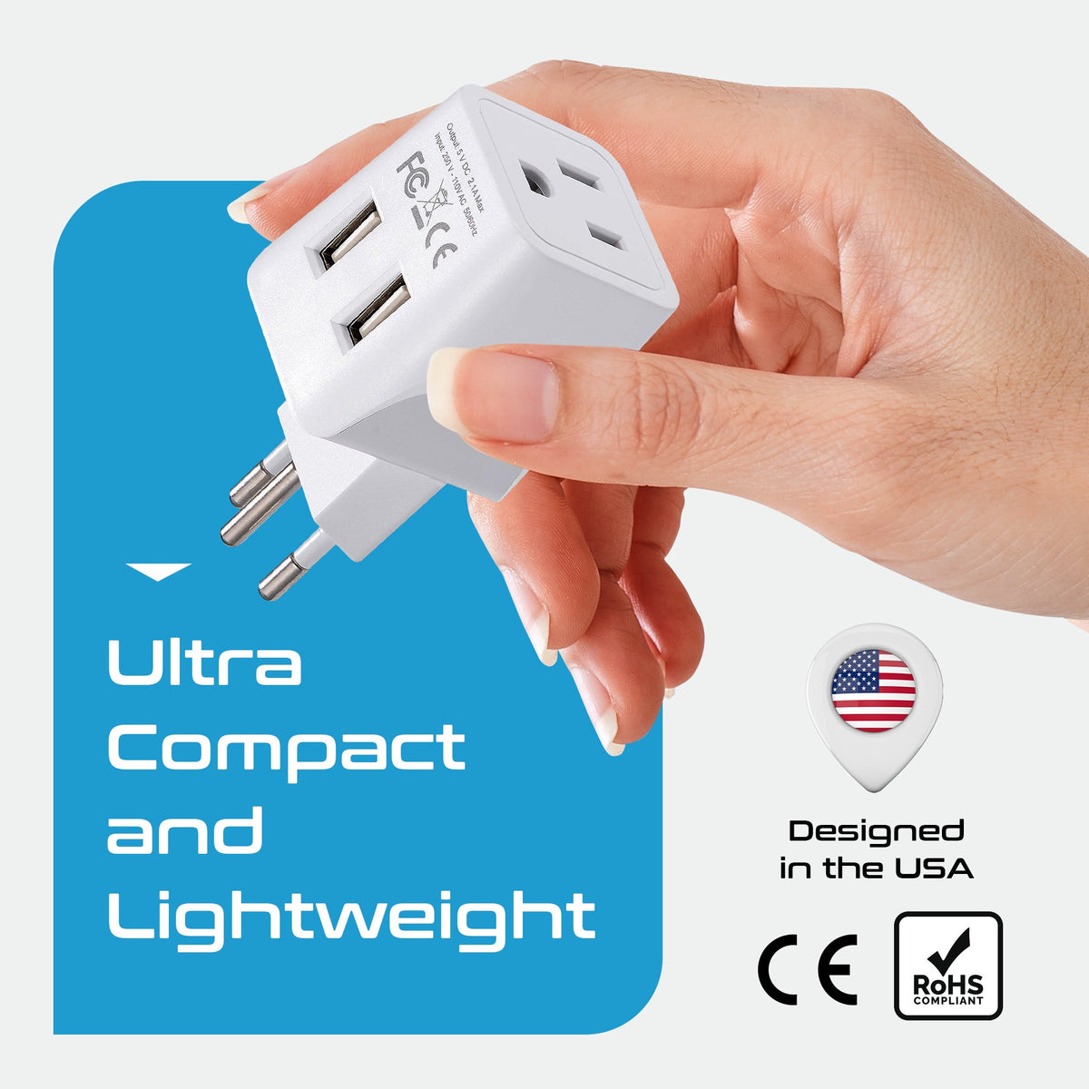 Switzerland Travel Adapter - Type J - Dual USB (CTU-11A)