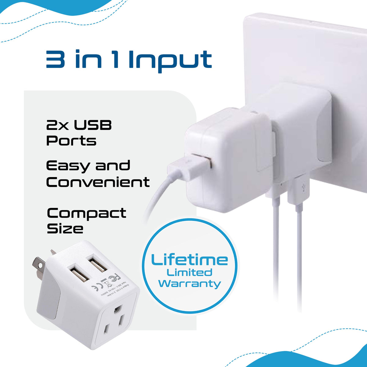 Australia, China Travel Adapter Plug with Dual USB - Type I - 2 Pack (CTU-16-2PK)