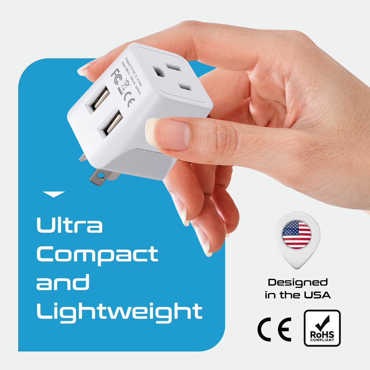 Australia, China Travel Adapter Plug with Dual USB - Type I - 2 Pack (CTU-16-2PK)