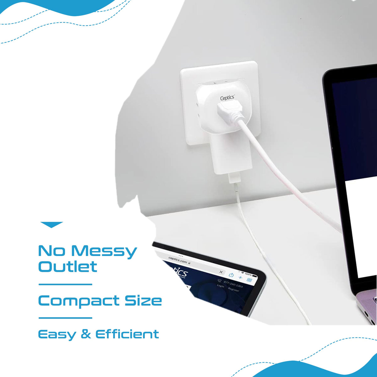 UK, Ireland Travel Plug Adapter - 4 in 1 - Ultra Compact - Light Weight - 2 Pack (PT-7-2PK)