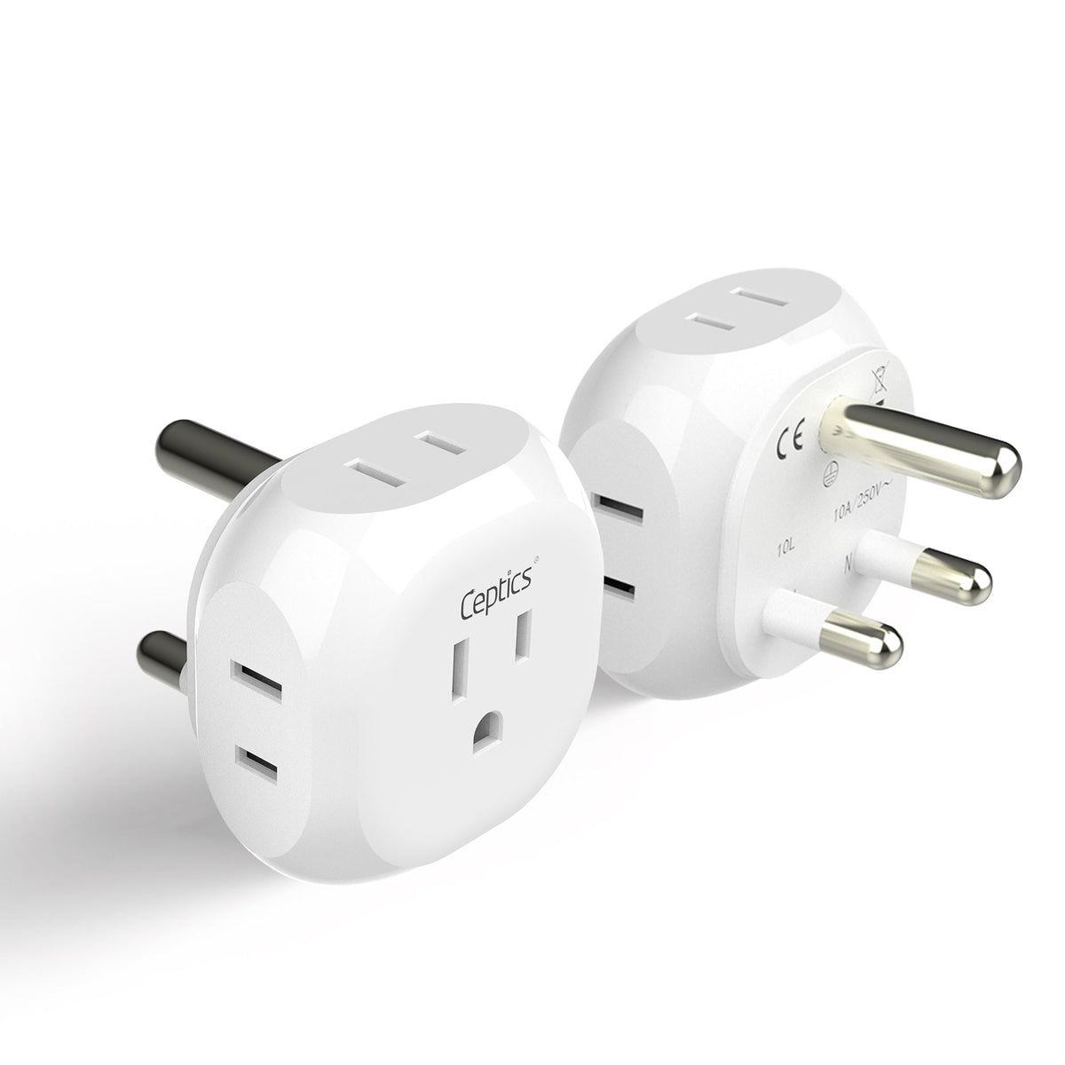 South Africa Travel Plug Adapter - 4 in 1 - Ultra Compact - Light Weight - 2 Pack (PT-10L-2PK)