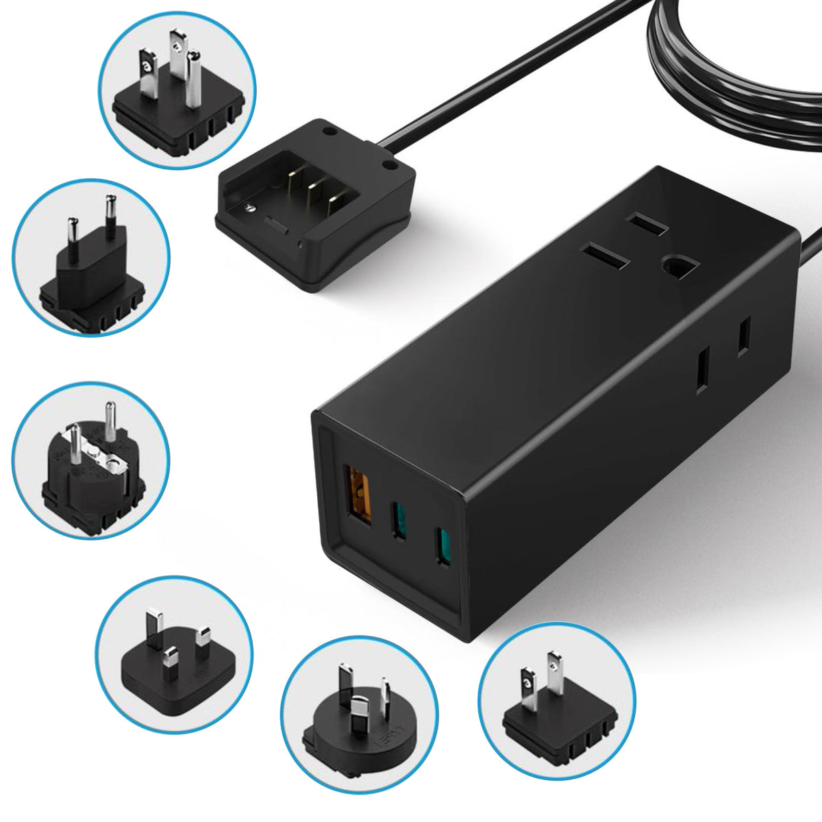 65W World Travel Adapter 3 USB Ports PD 3.0 Ultra Compact Charger (NANFUSE-WS)