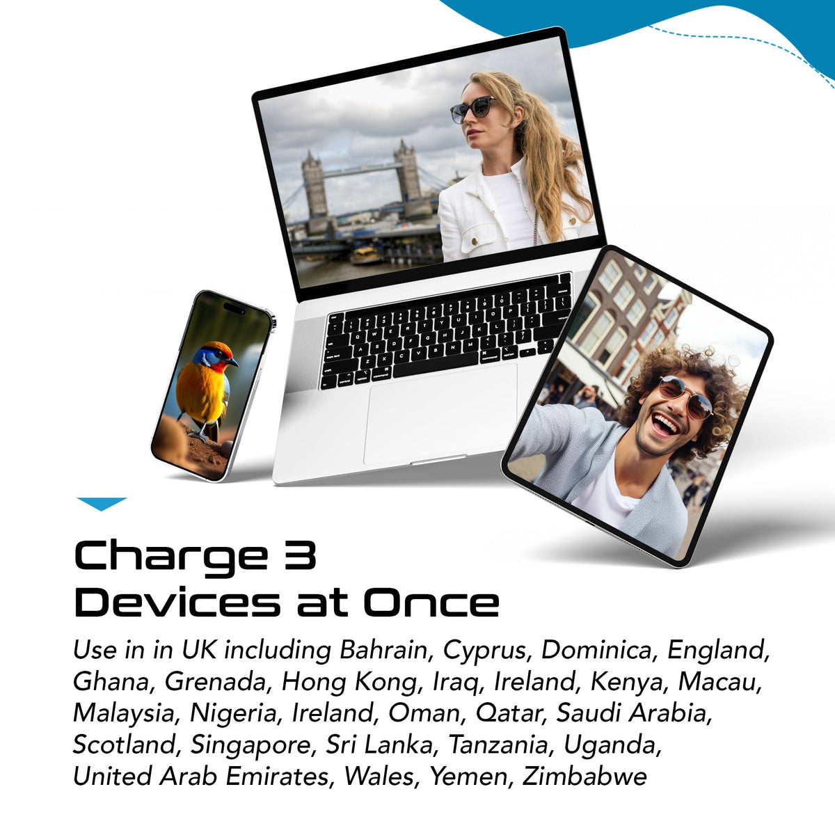 UK, Hong Kong, Travel Plug Adapter | Type G - USB-C Ports + 2 US Outlets (PAK-30W-7)