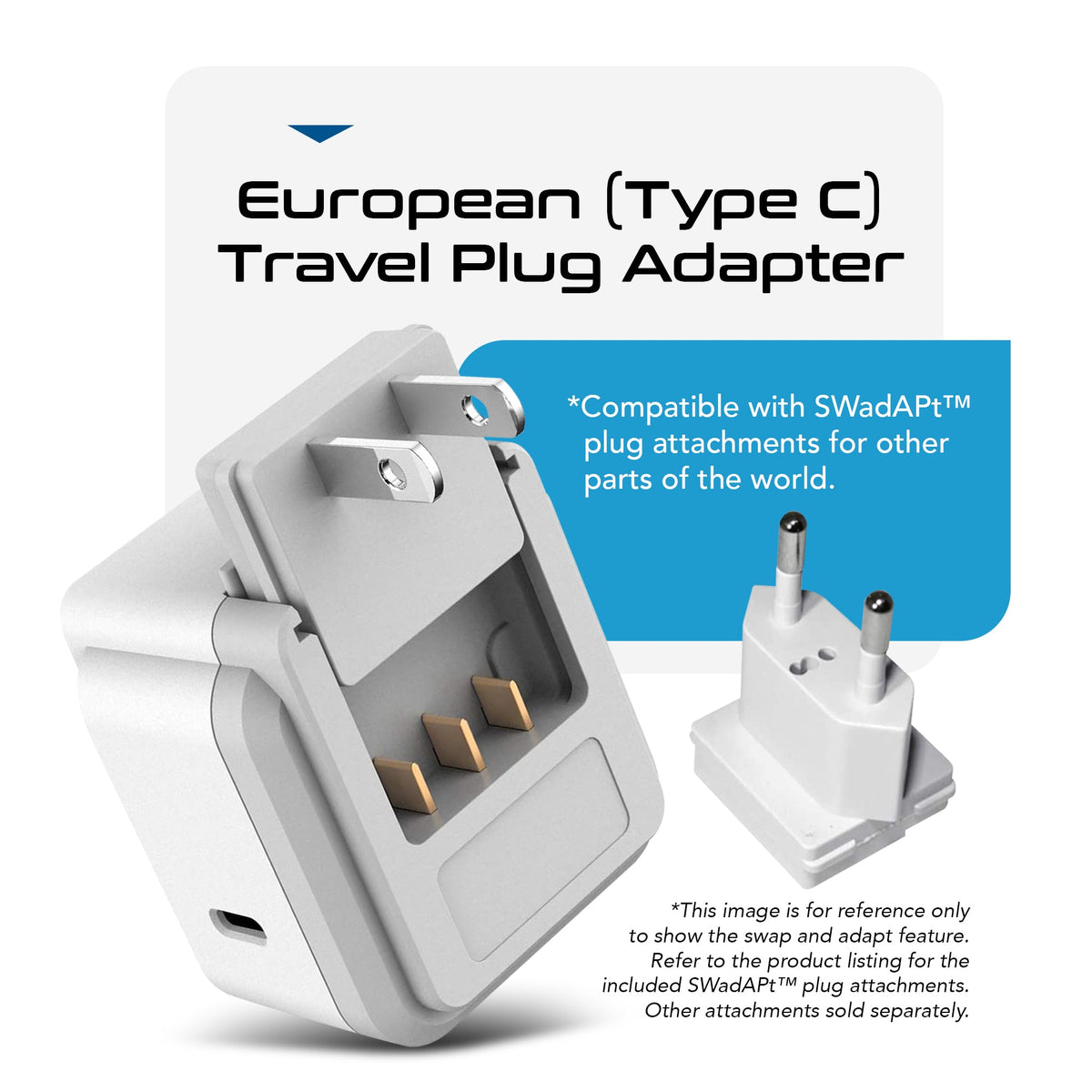 European travel Plug Adapter | Type C - USB C Port + 2 US Outlets (PAK-30W-9C)