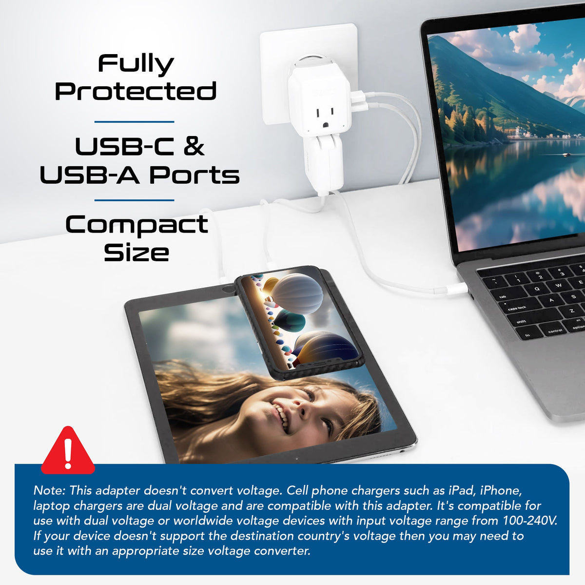 Travel Adapter Kit | Type C, E/F, G - USB & USB-C Ports + 2 US Outlets (PAK-EU)