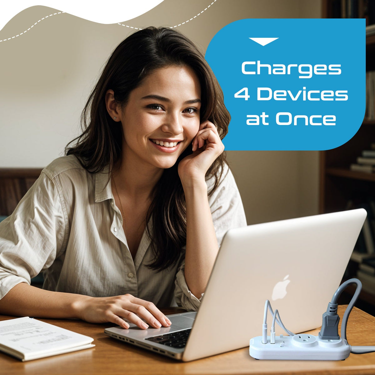 Compact Travel Power Strip - 2 US Outlets, USB & USB-C Ports - Grounded (PS-2U+)