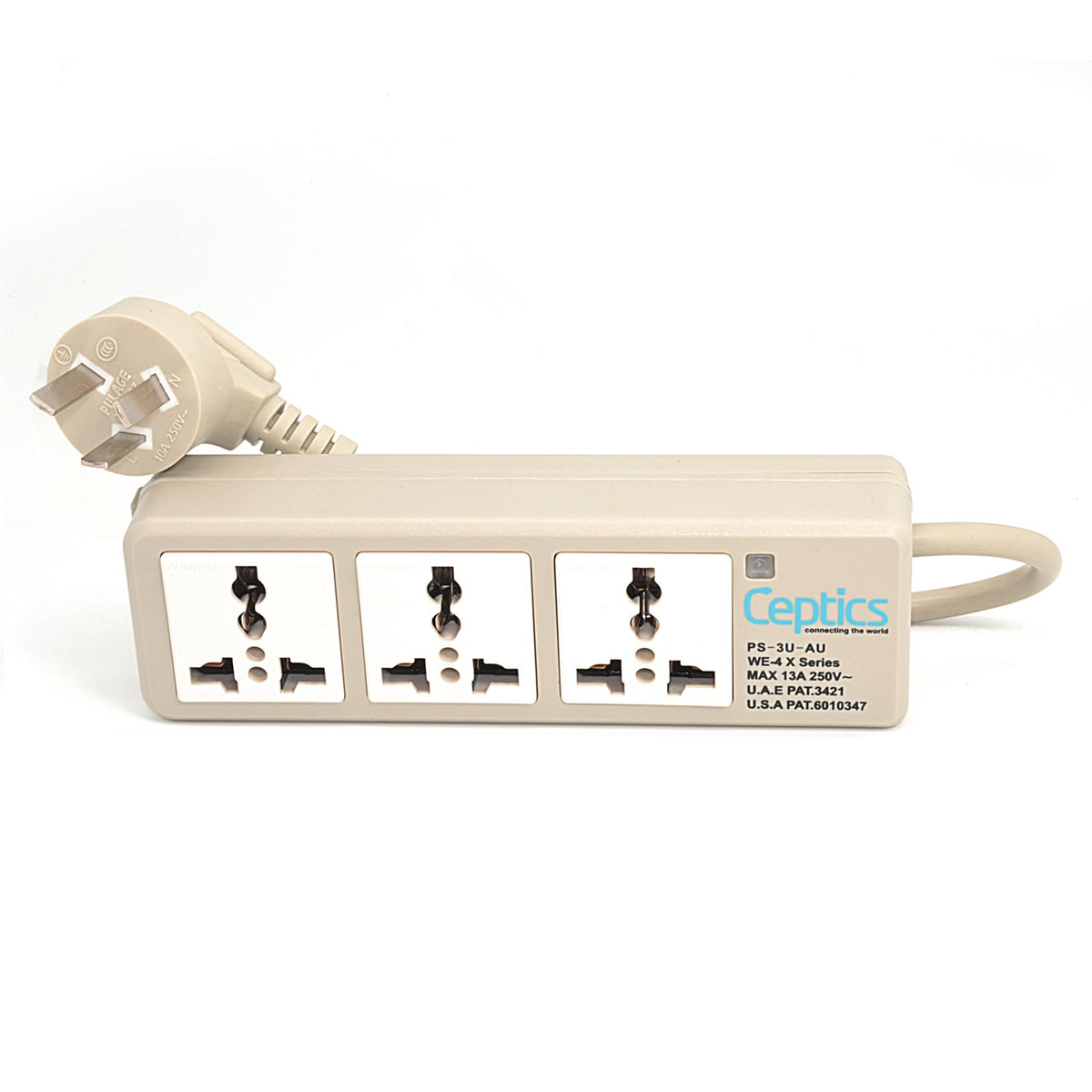 Universal Travel Power Strip - 3x Outlet, Type I - Australia Cord (PS-3U-AU)