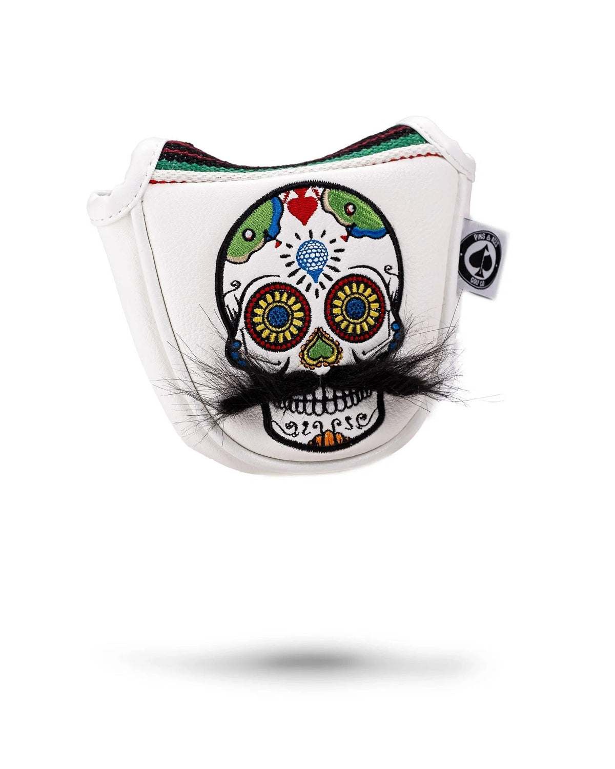 Mustache Sugar Skull - Mallet Putter Cover White