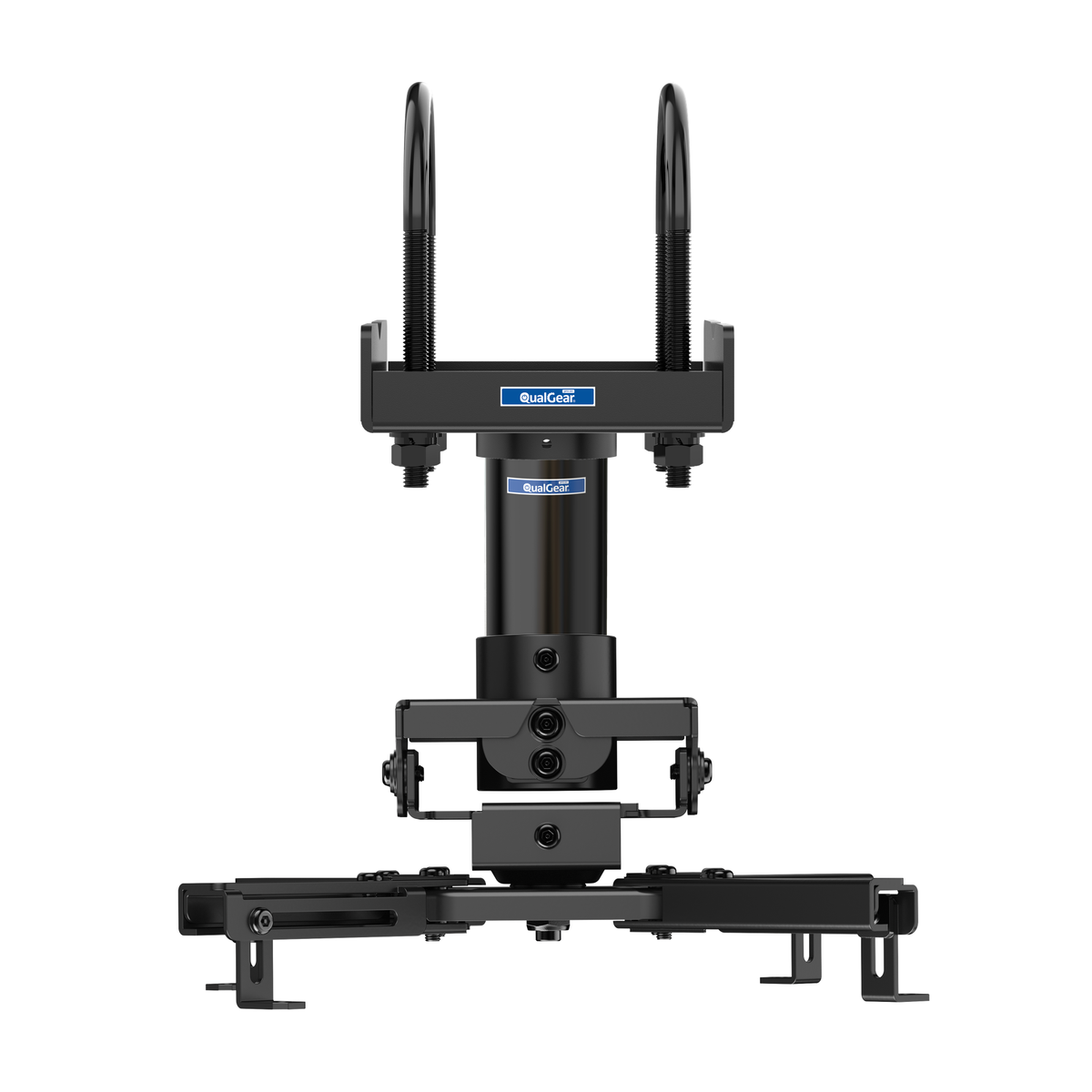 QualGear truss projector mount kit, black, assembled front view (QG-KIT-TA-3IN-B)