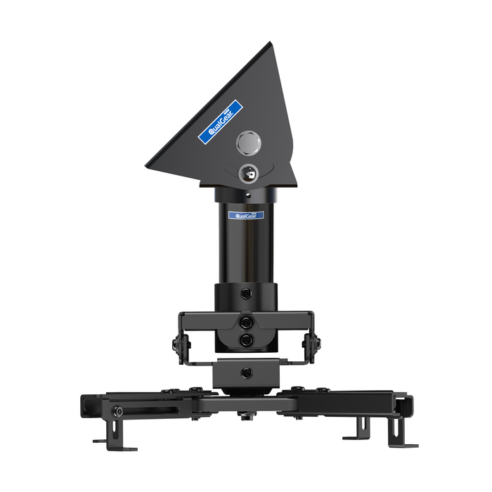 QualGear sloped ceiling projector mount kit, black, assembled side view (QG-KIT-VA-3IN-B)