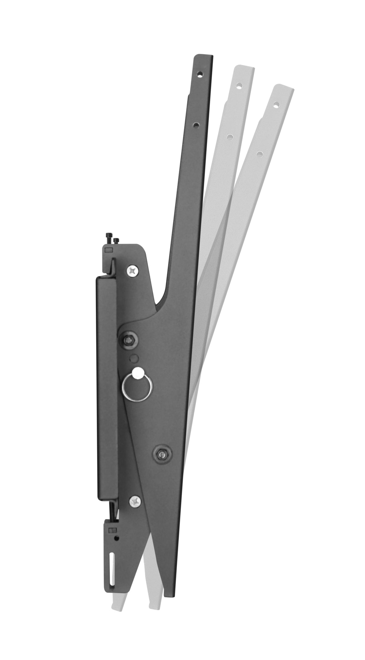 QG-MB-01 screen bracket side profile showing tool-free tilt range