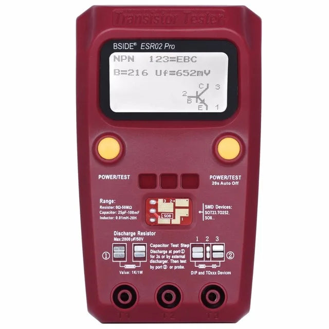 BSIDE ESR02Pro Transistor Tester for Diode, Capacitance & SMD