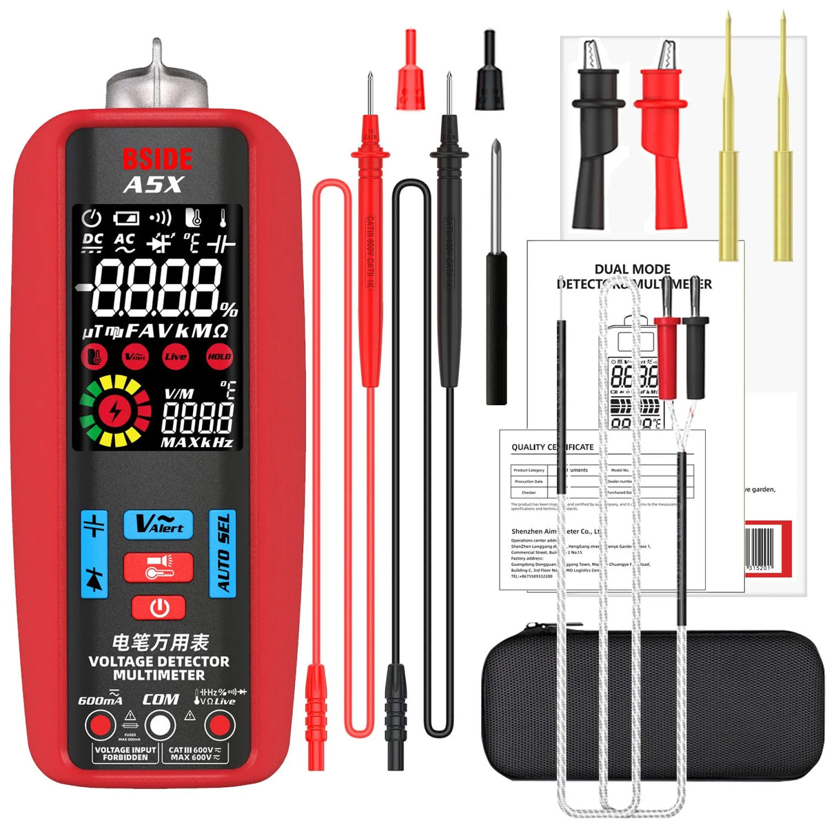 BSIDE A5/A5X Smart Voltage Tester with NCV & Ohm/Hz Test