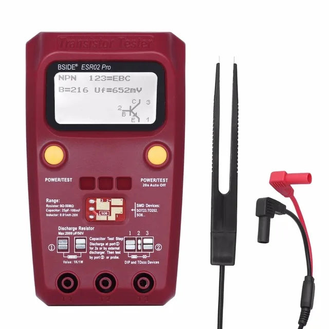 BSIDE ESR02Pro Transistor Tester for Diode, Capacitance & SMD