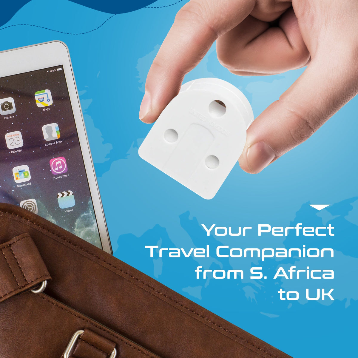 South Africa to UK - Type G - Travel Plug Adapter - Grounded (SA-UK)