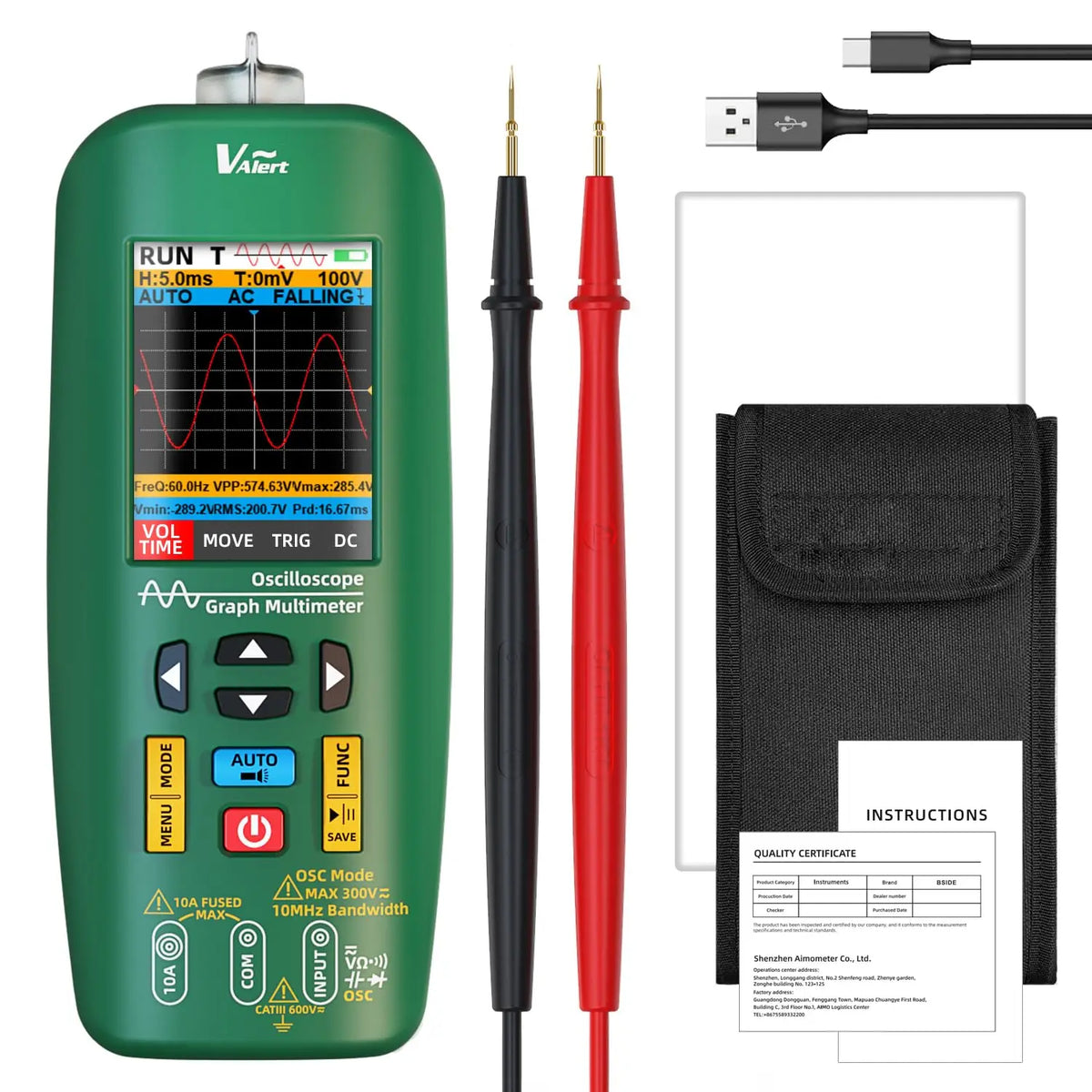 BSIDE O1 Handheld Oscilloscope Multimeter with DC/AC Test